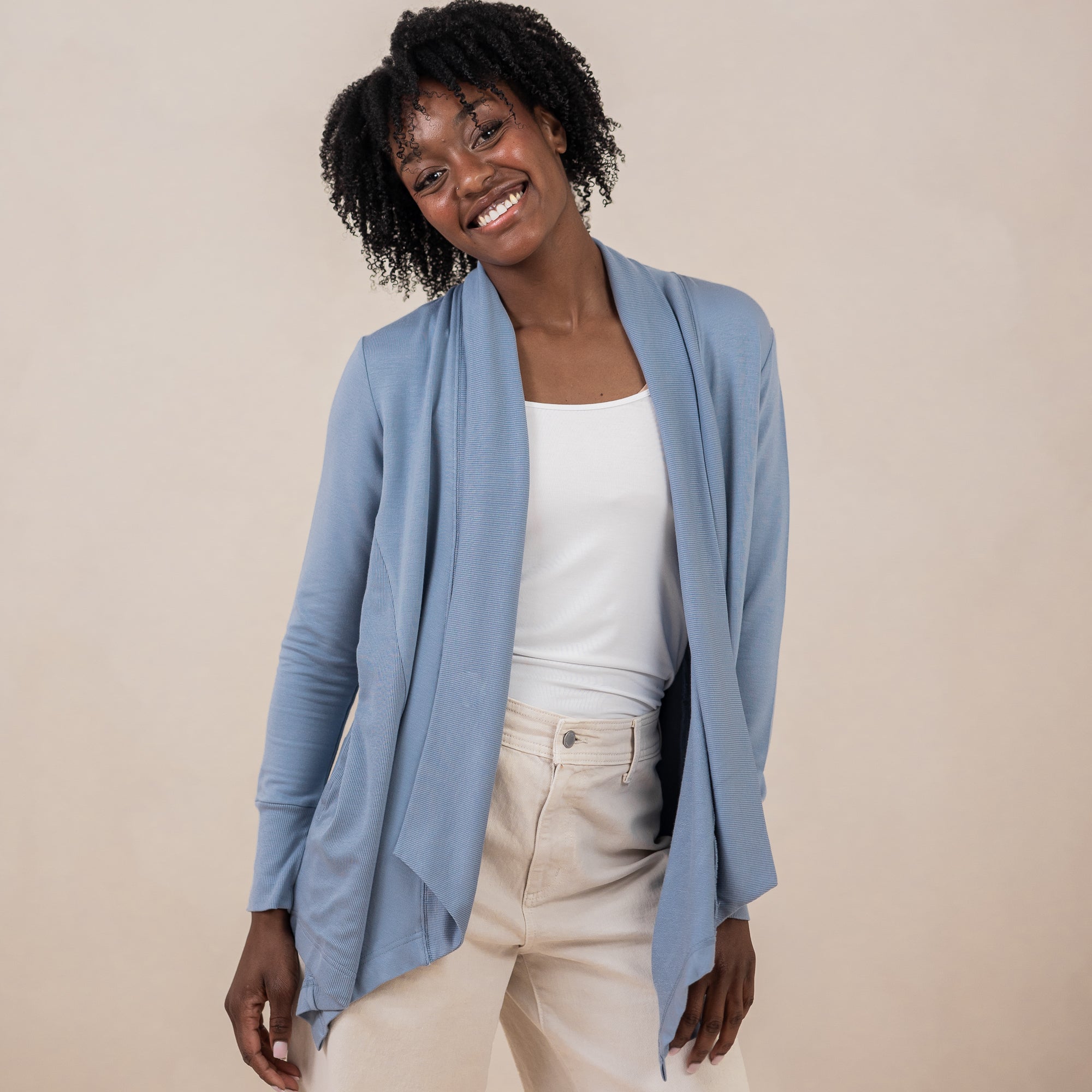 Women's French Terry Wrap Top in Slate - Image 2