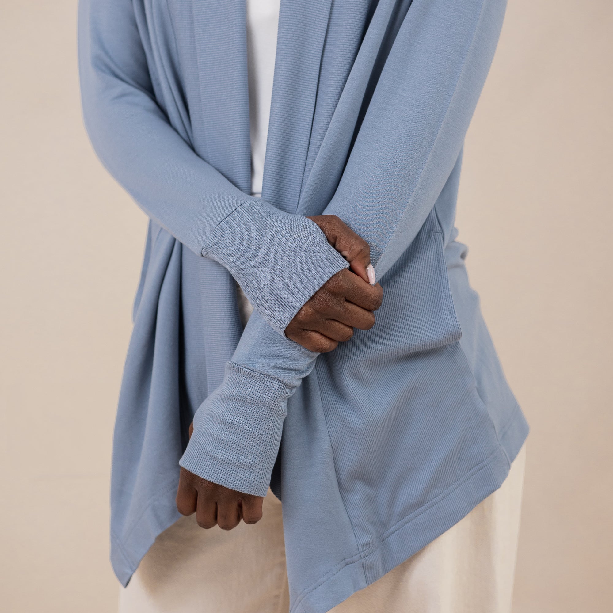 Women's French Terry Wrap Top in Slate - Image 3
