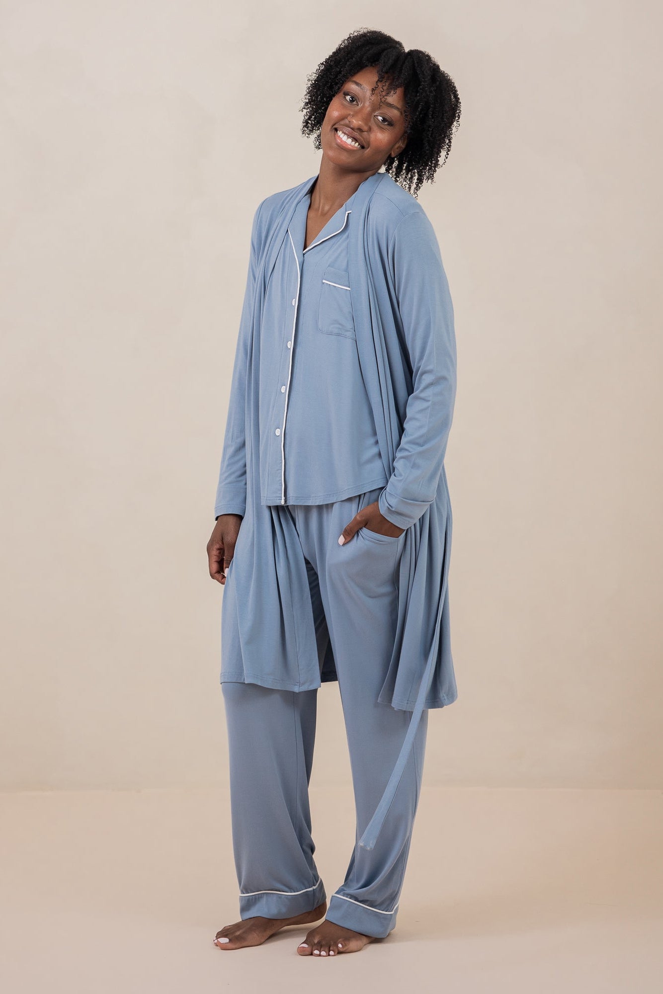 Women's Lounge Robe in Slate - Image 2