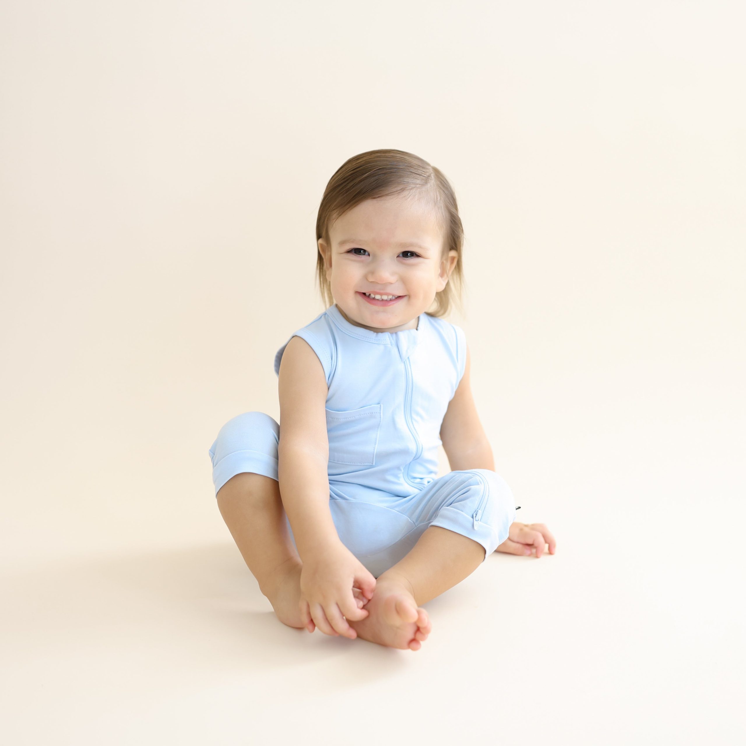 Zippered Sleeveless Romper in Breeze - Image 4