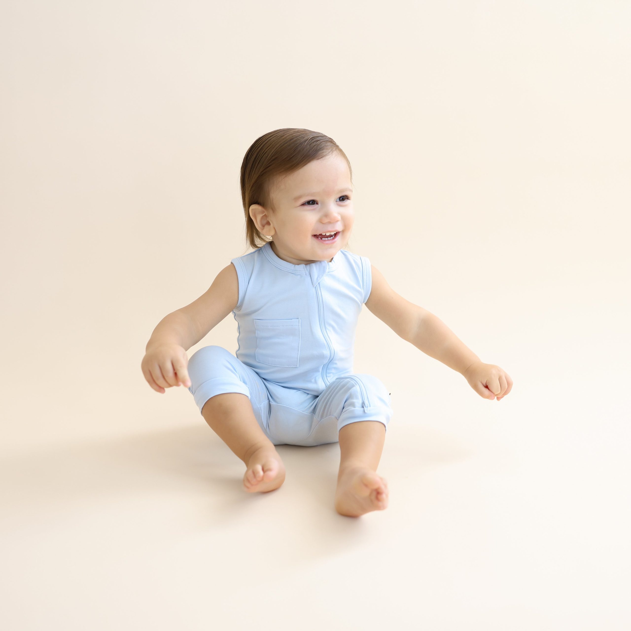 Zippered Sleeveless Romper in Breeze - Image 3