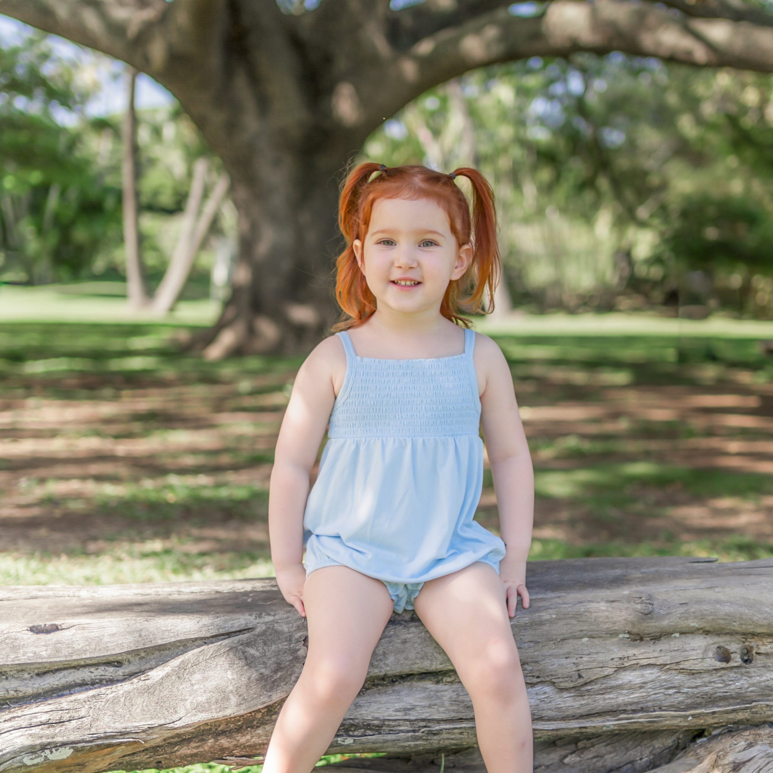 Smocked Bubble Romper in Breeze - Image 3