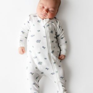 Pointelle Zippered Footie in Spray Rose