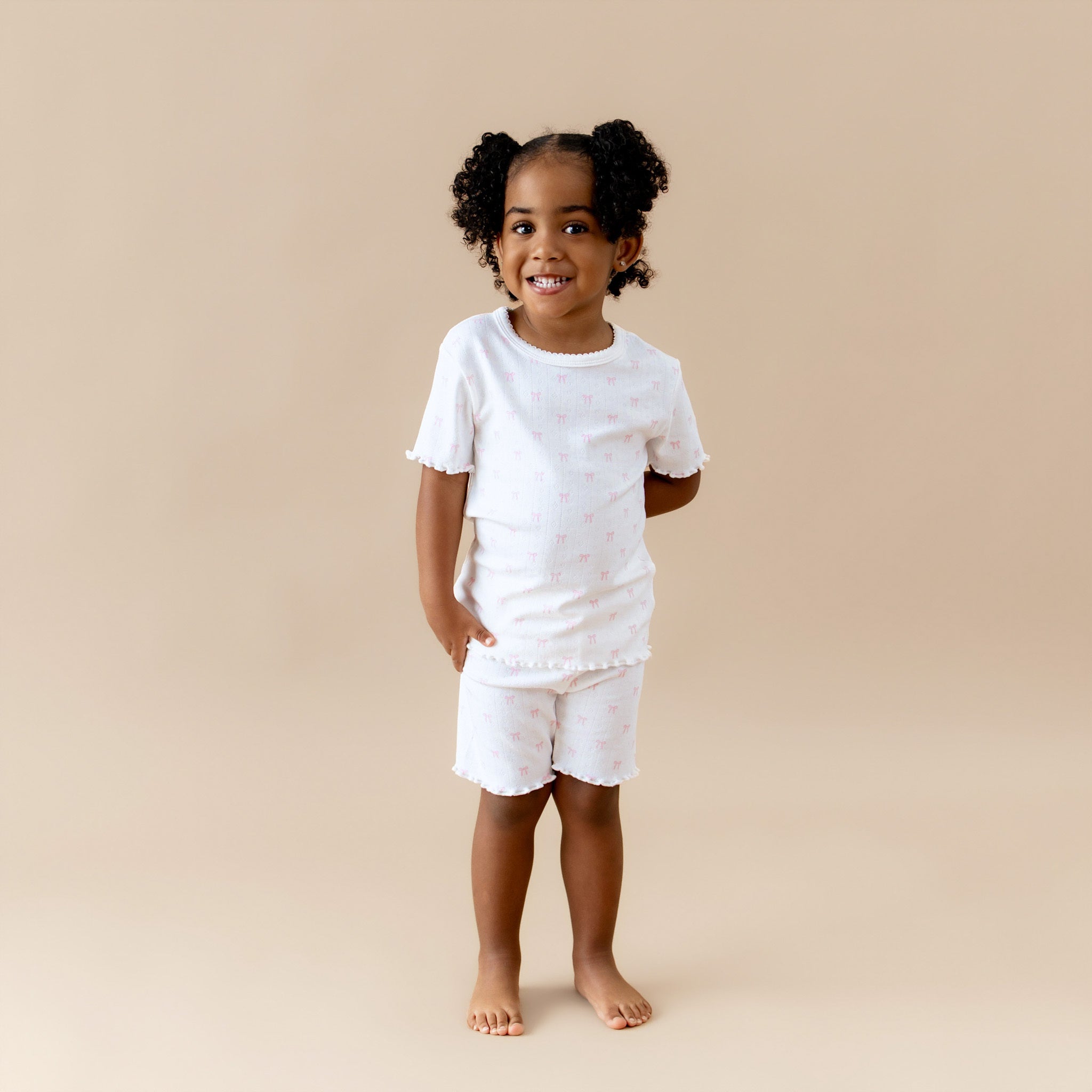 Pointelle Short Sleeve Set in Sweet Pink Bow - Image 5