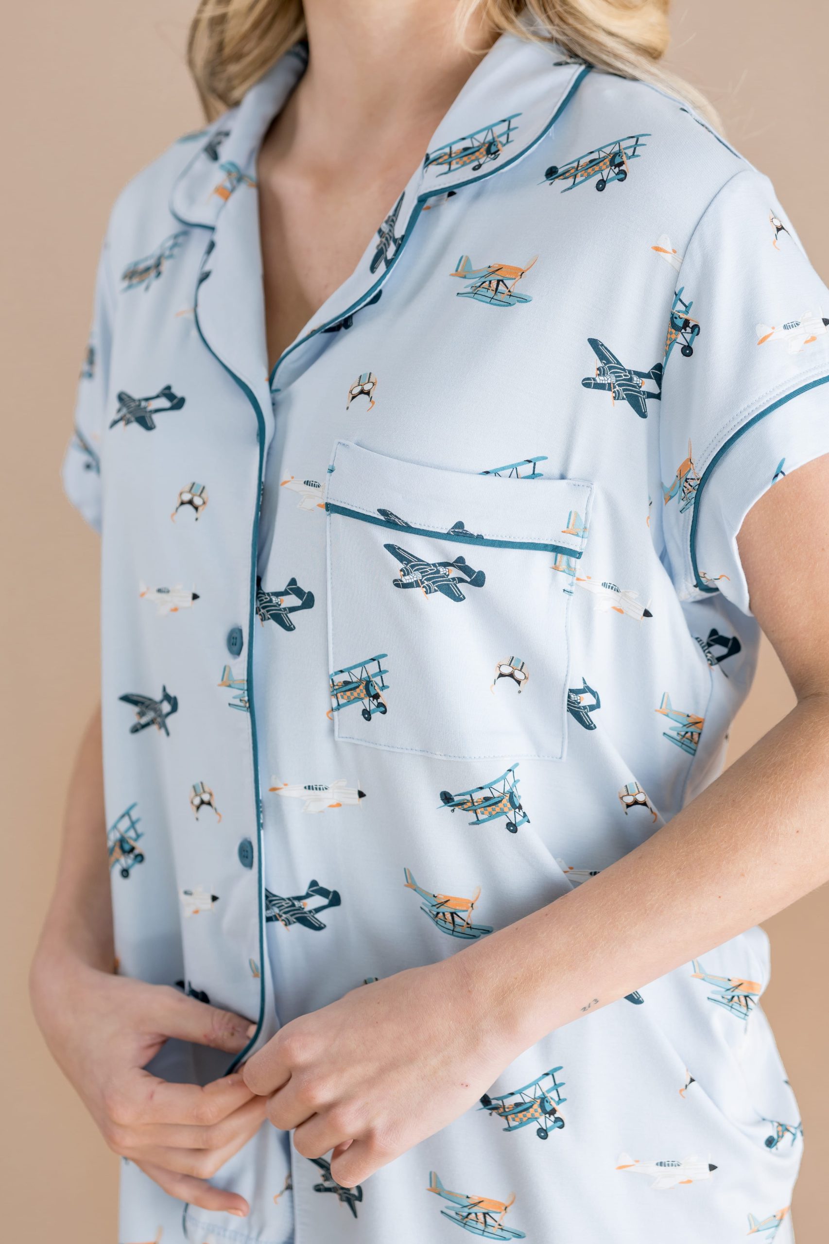 Women's Short Sleeve Pajama Set in Take Off - Image 4