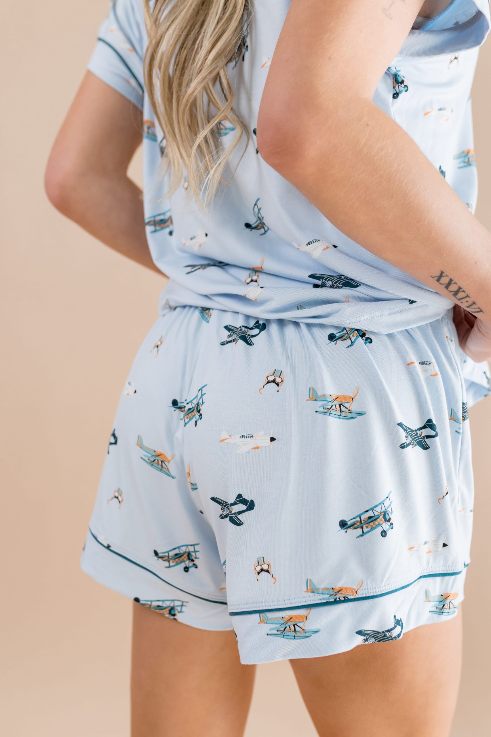 Women's Short Sleeve Pajama Set in Take Off - Image 5