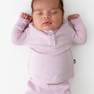 Ribbed Infant Henley Set in Thistle