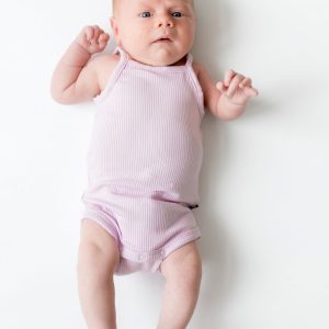 Ribbed Spaghetti Strap Bodysuit in Thistle