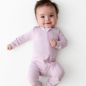 Ribbed Zipper Romper in Thistle