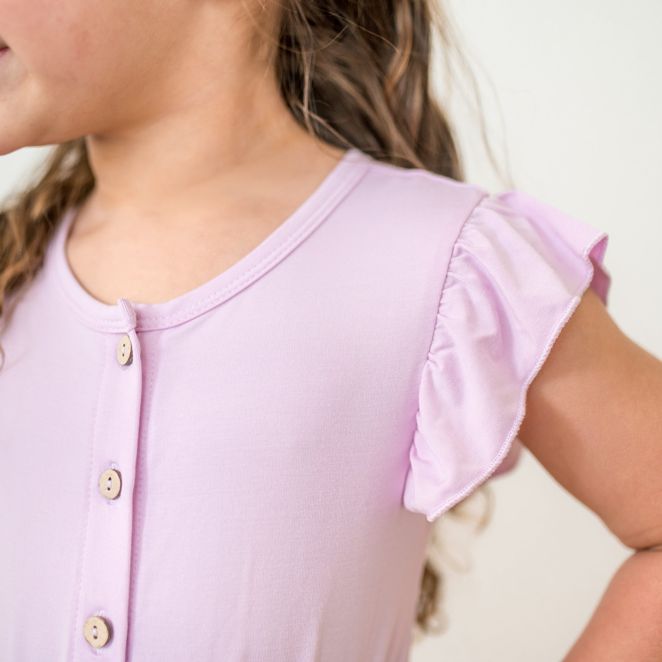 Flutter Sleeve Romper in Thistle - Image 3