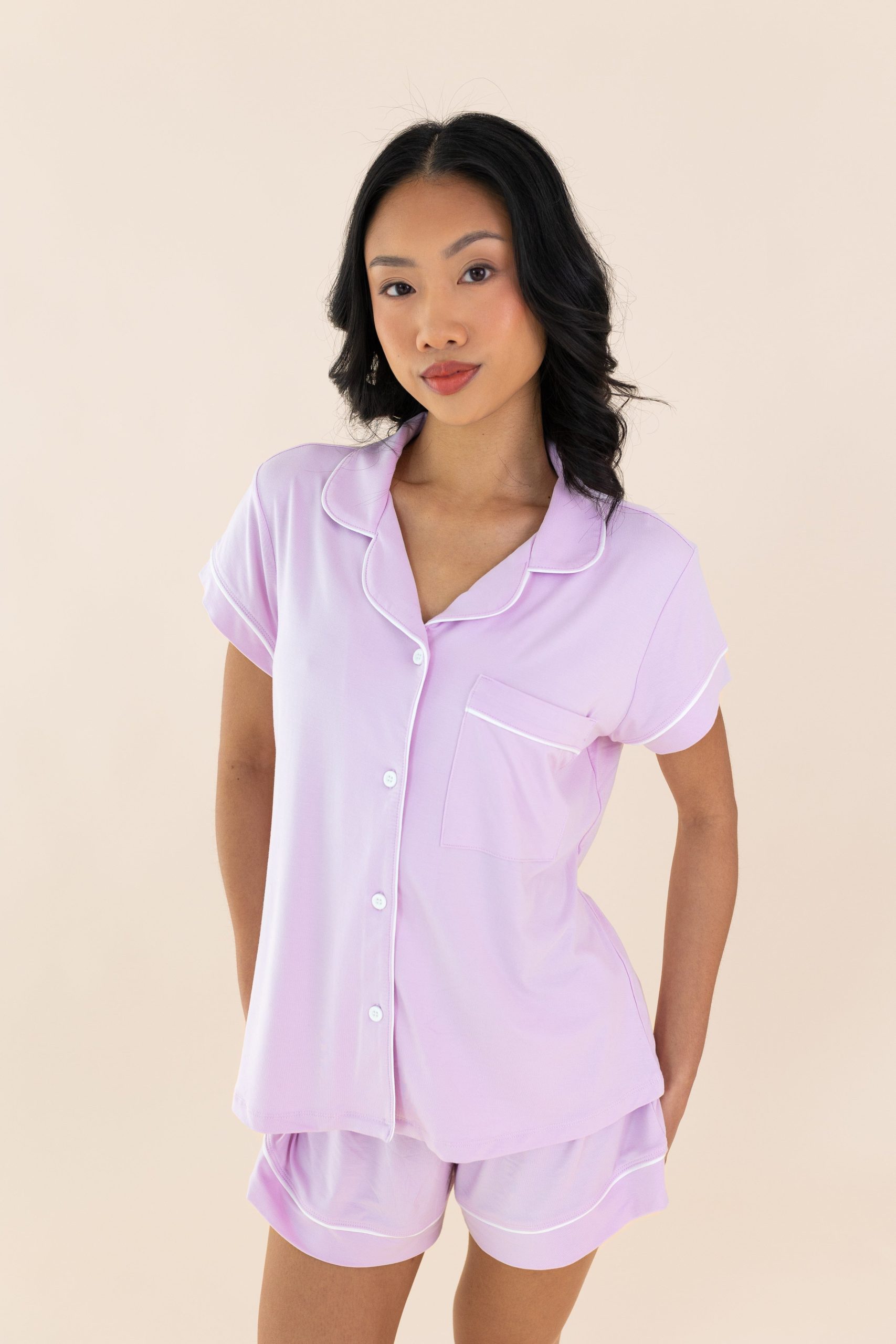 Women's Short Sleeve Pajama Set in Thistle - Image 6