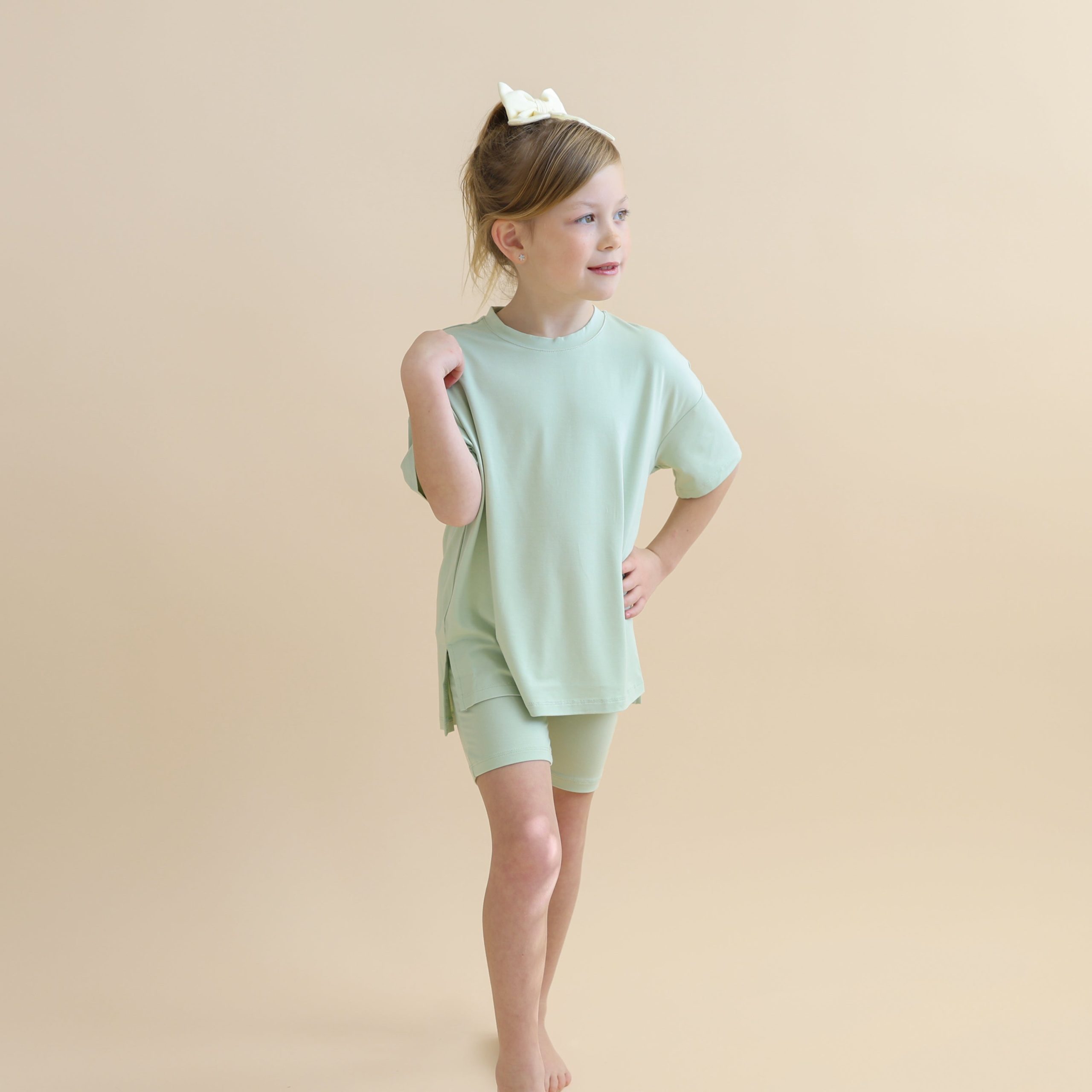 Toddler Biker Short Set in Basil - Image 3