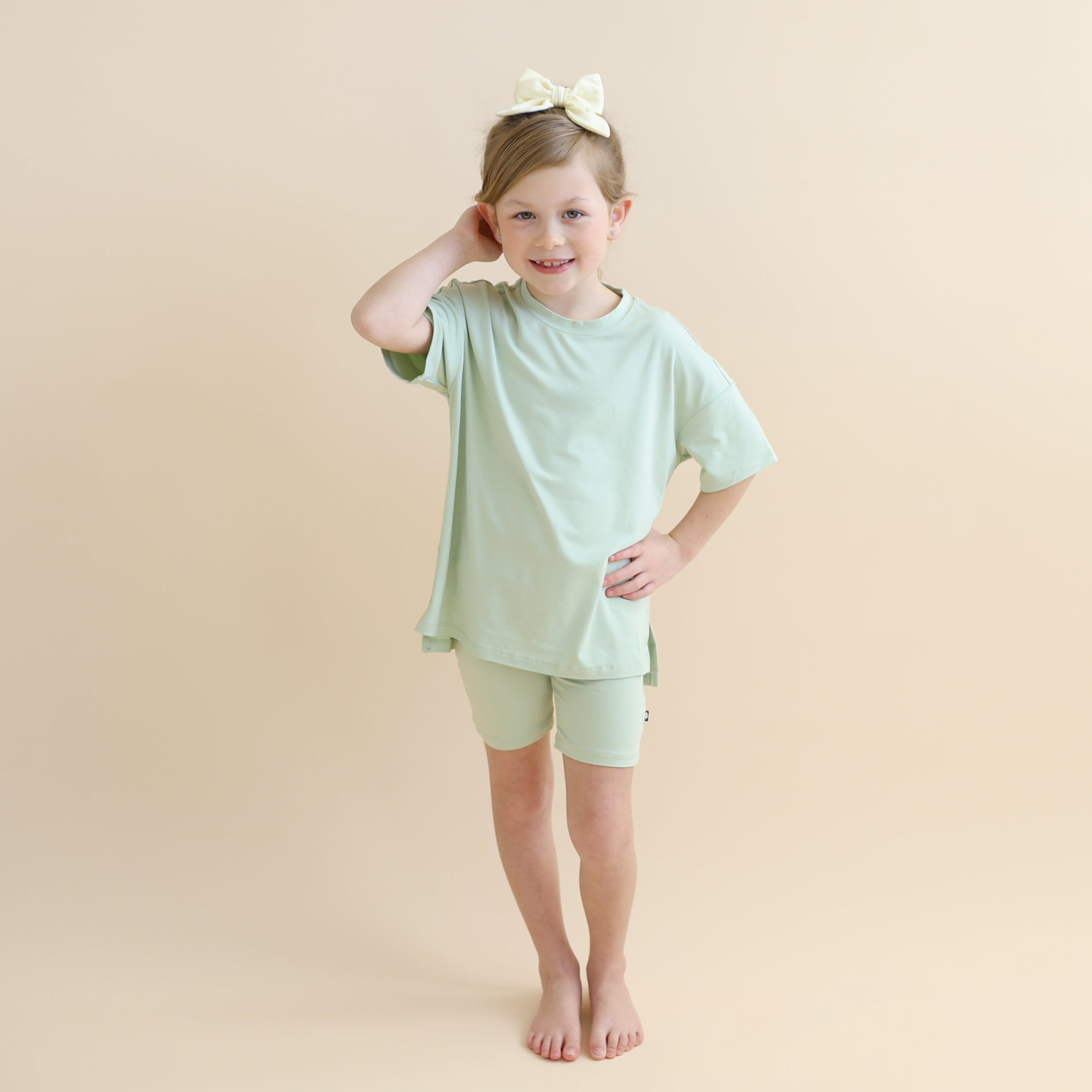 Toddler Biker Short Set in Basil - Image 4