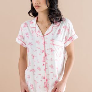 Women's Short Sleeve Pajama Set in Toile Ballet