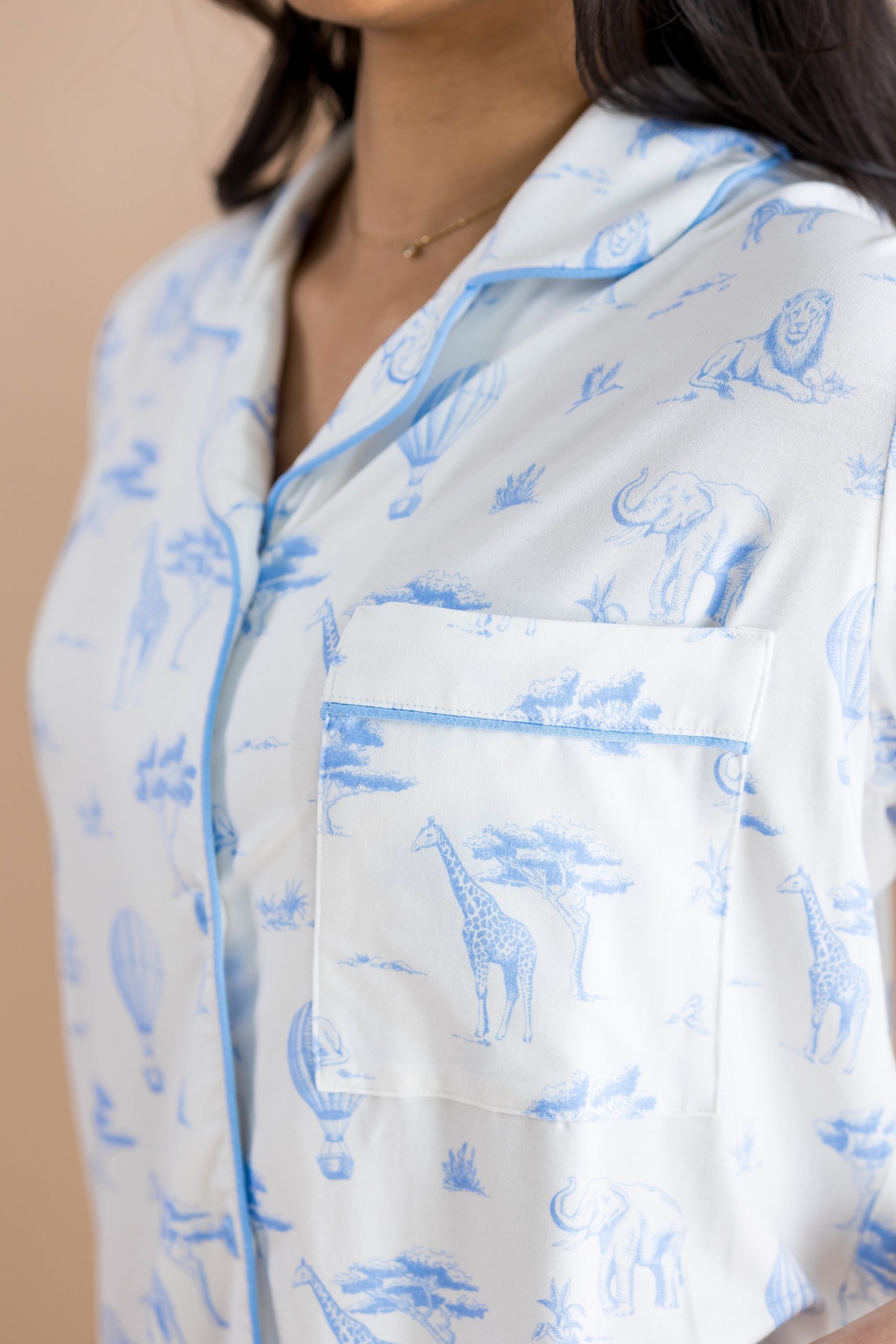 Women's Short Sleeve Pajama Set in Toile Safari - Image 5