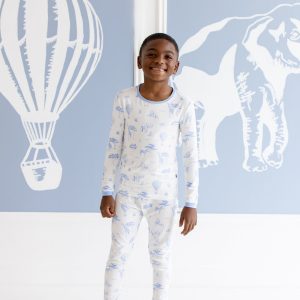 Long Sleeve Pajamas in Toile Safari