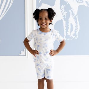 Short Sleeve Pajamas in Toile Safari