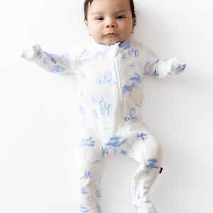Zippered Footie in Toile Safari