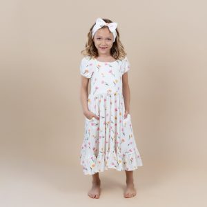 Puff Sleeve Twirl Dress in Tulip