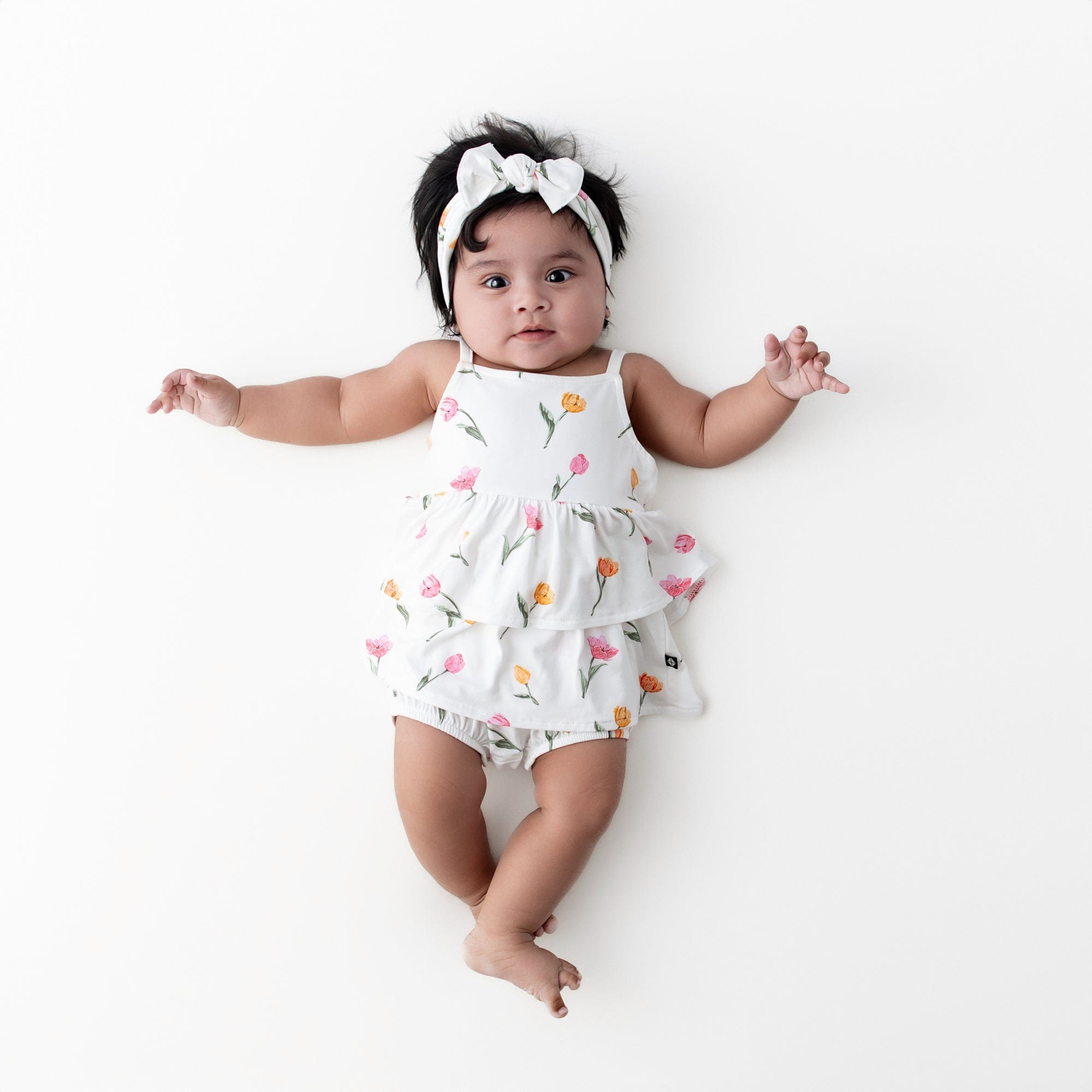 Spaghetti Strap Ruffle Romper in Tulip - Image 3