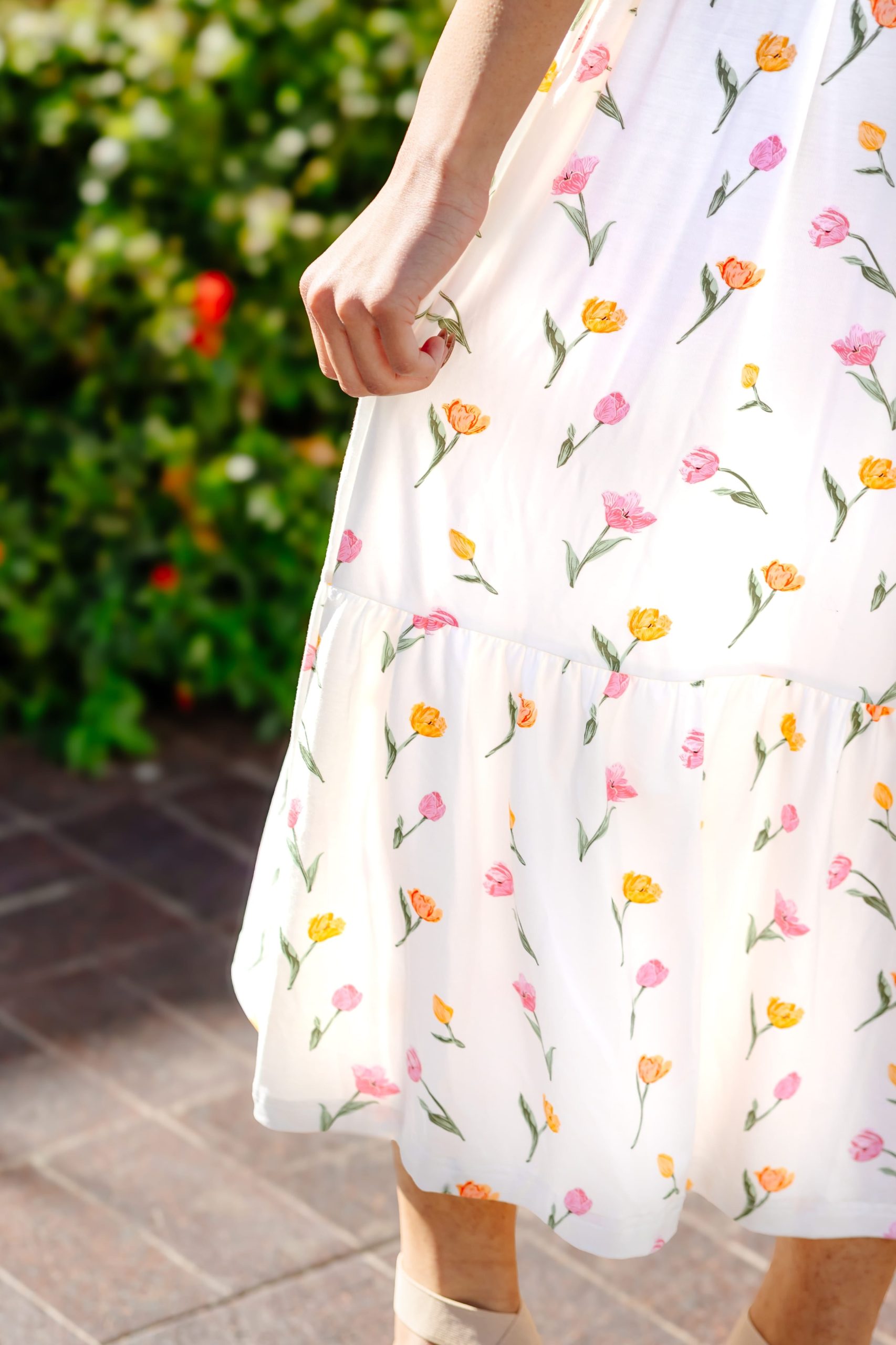 Womens Smocked Dress in Tulip - Image 4