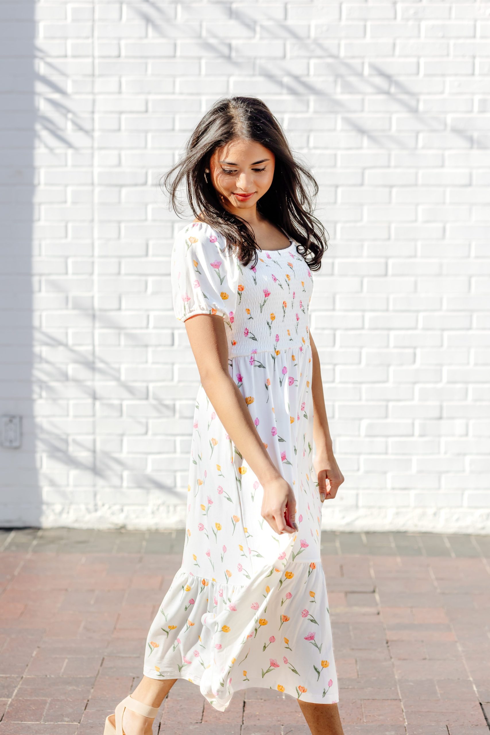 Womens Smocked Dress in Tulip