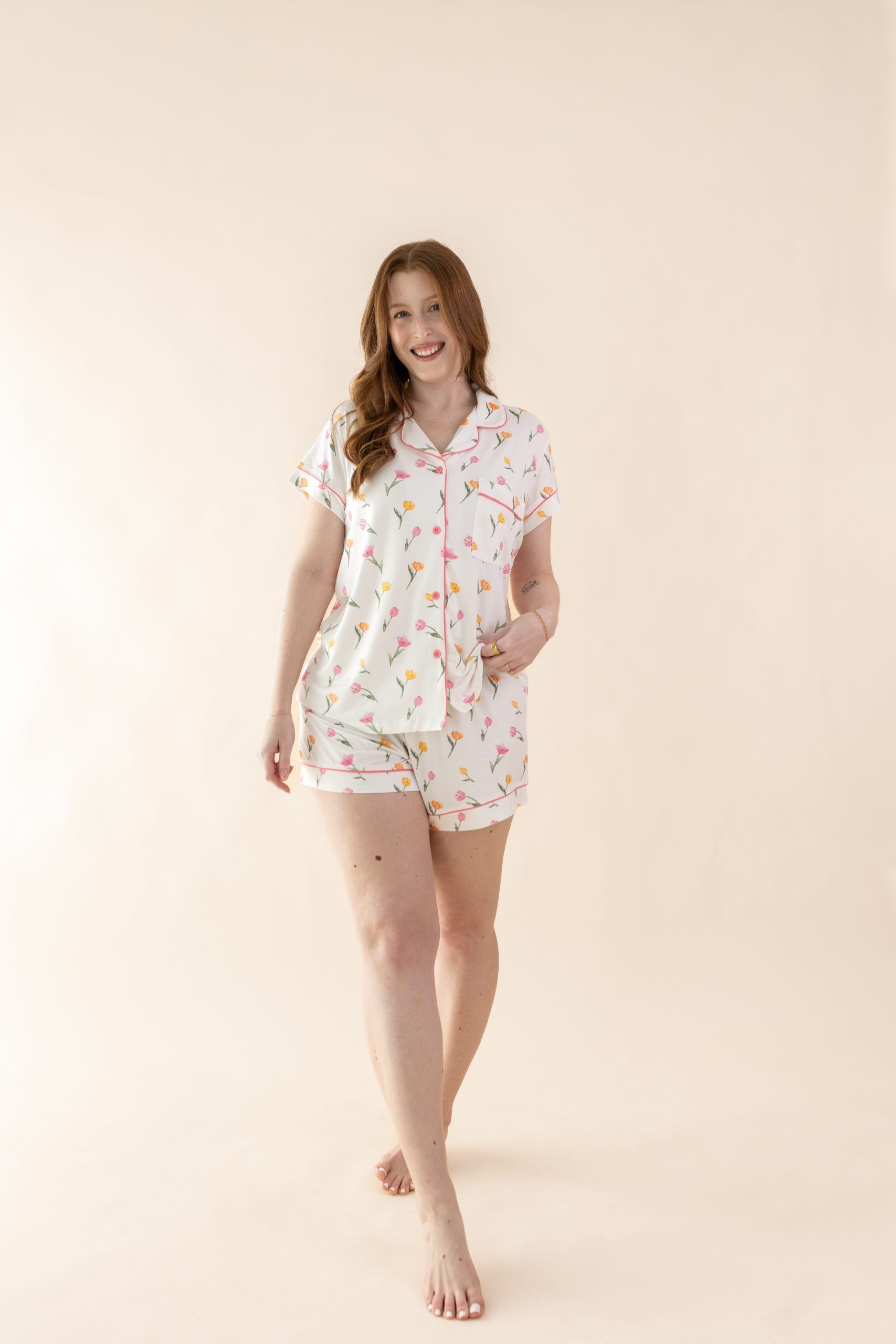 Women's Short Sleeve Pajama Set in Tulip - Image 4