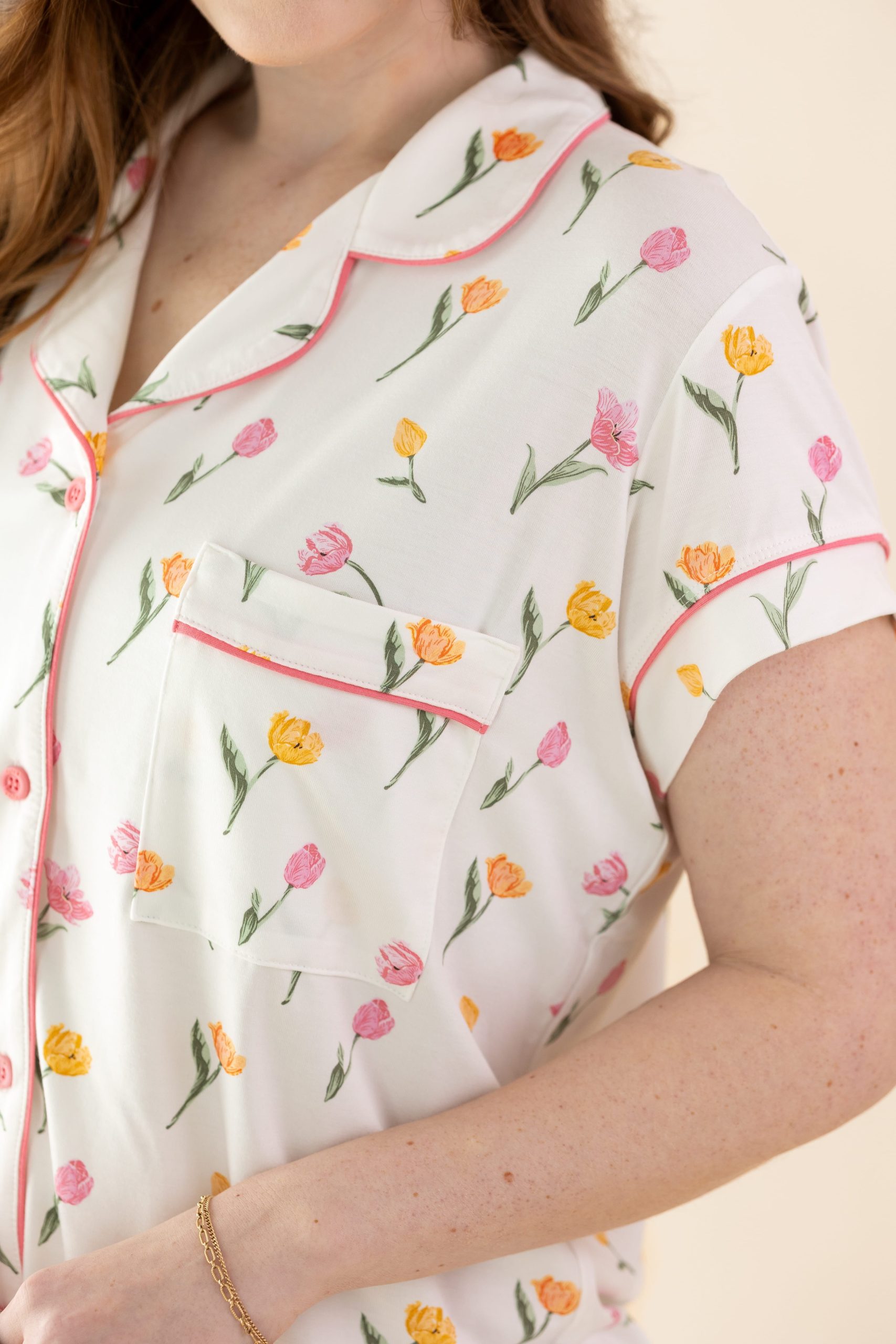 Women's Short Sleeve Pajama Set in Tulip - Image 2