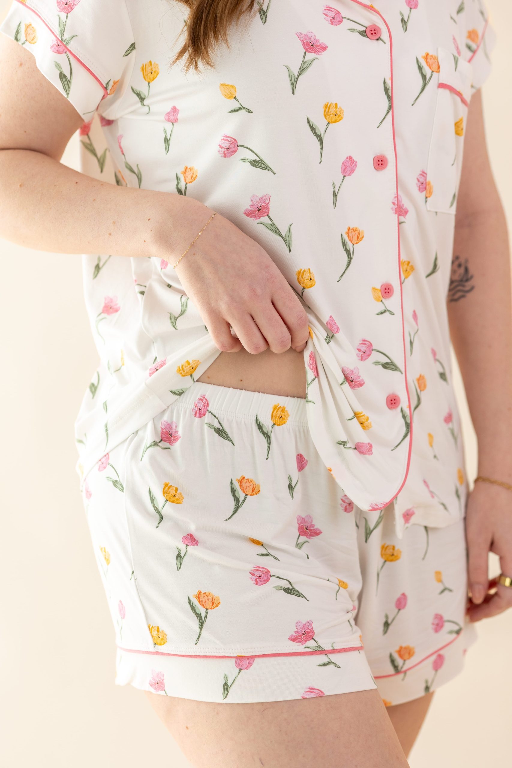 Women's Short Sleeve Pajama Set in Tulip - Image 3