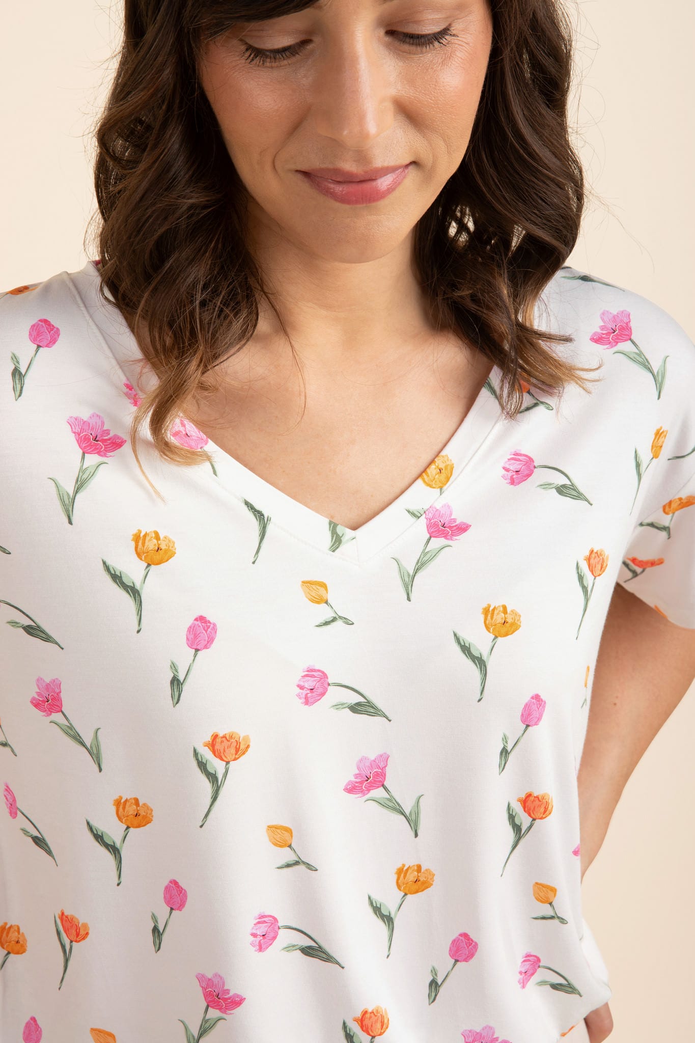 Women's Relaxed Fit V-Neck in Tulip - Image 2