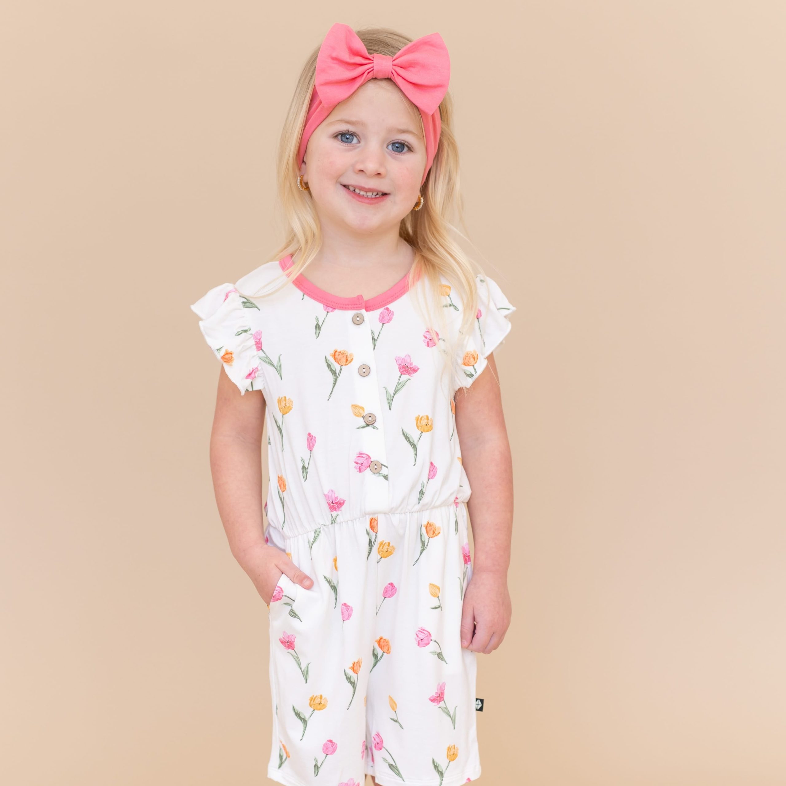 Flutter Sleeve Romper in Tulip - Image 4