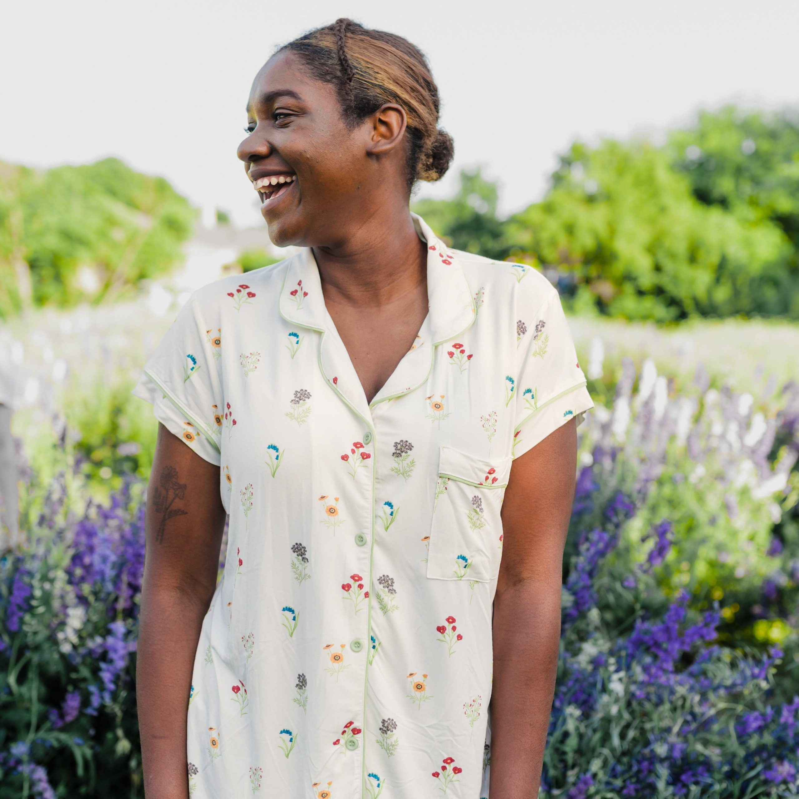 Womens Short Sleeve Pajama Set in Wildflower - Image 2