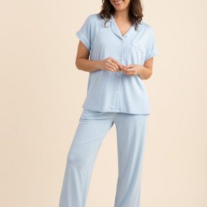 Women's Short Sleeve Cropped Pajama Set in Breeze