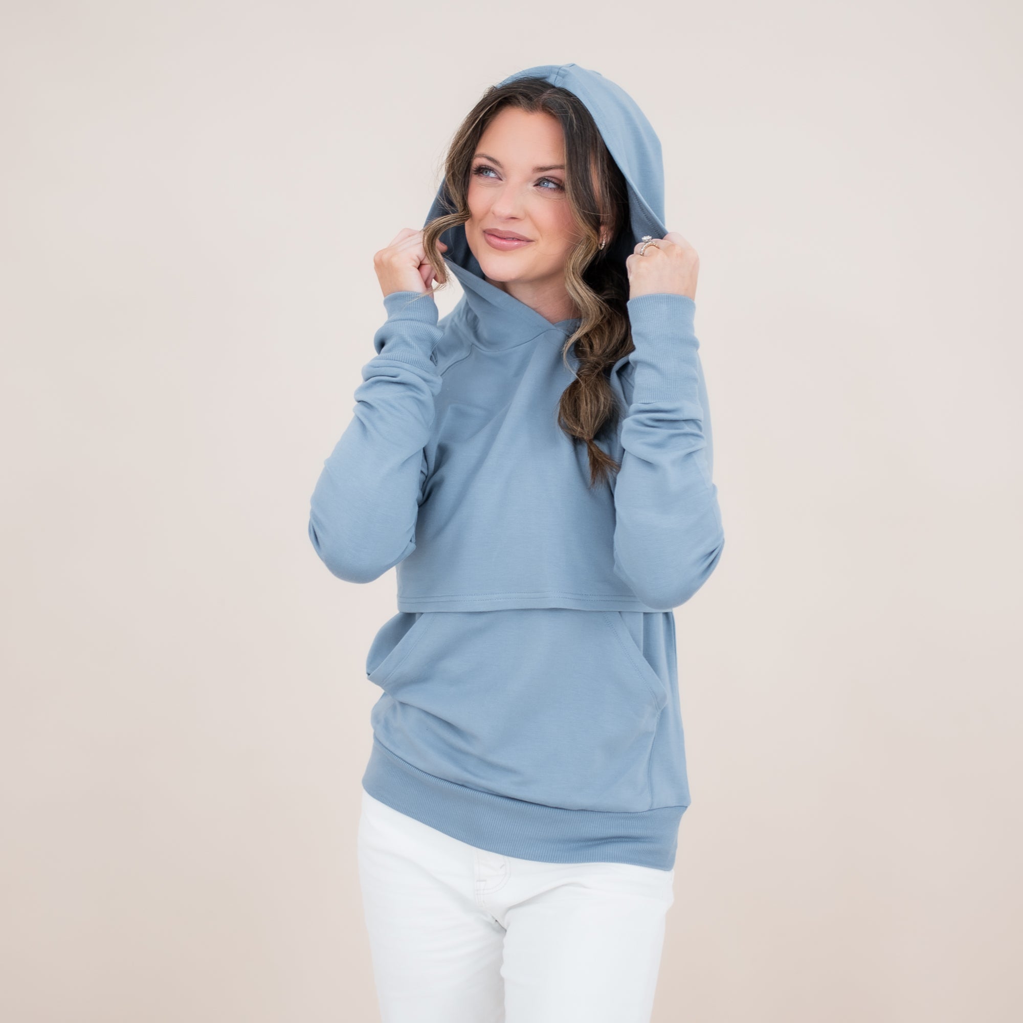 Women's French Terry Nursing Hoodie in Slate - Image 5