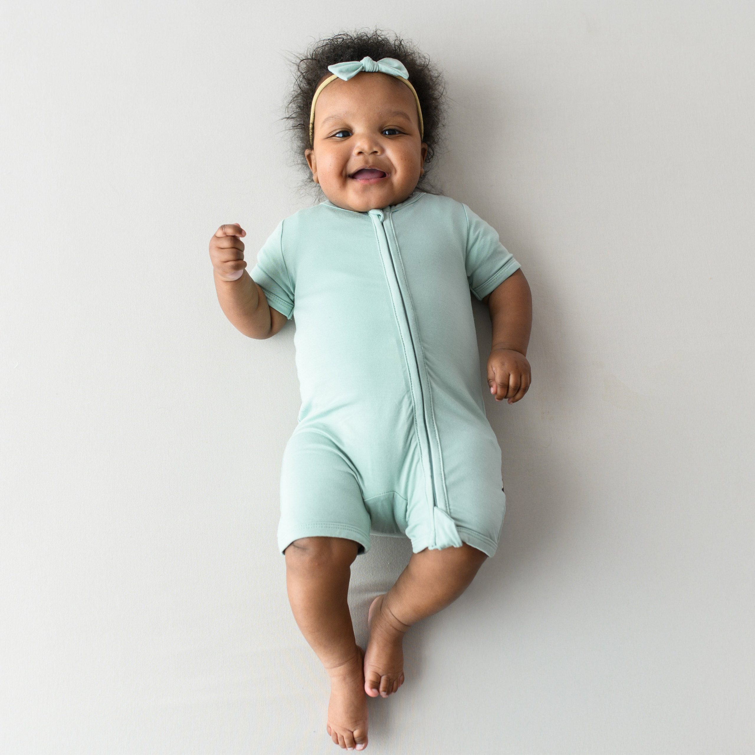 Zippered Shortall Romper in Sage - Image 3