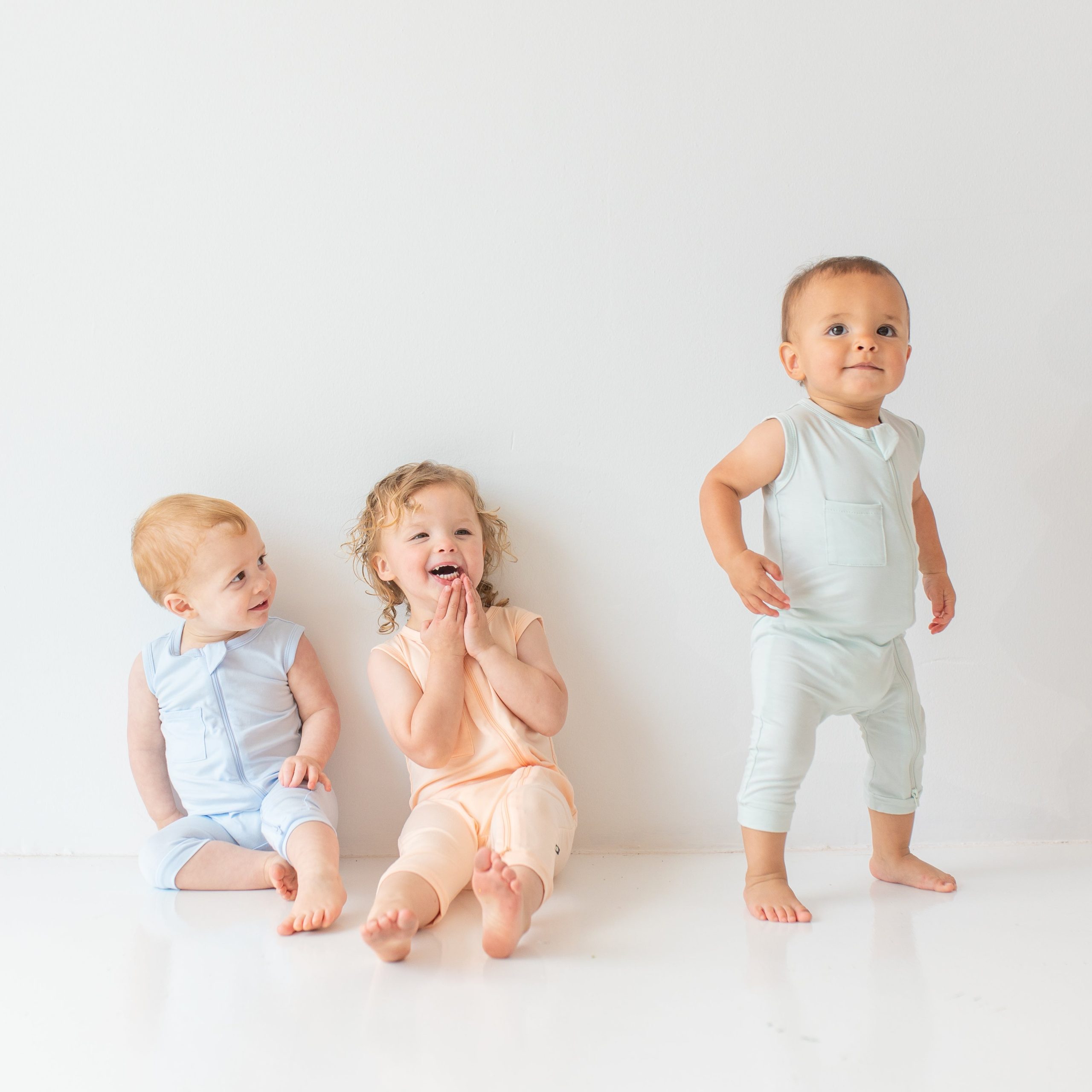 Zippered Sleeveless Romper in Dew - Image 3