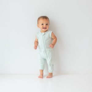 Zippered Sleeveless Romper in Dew