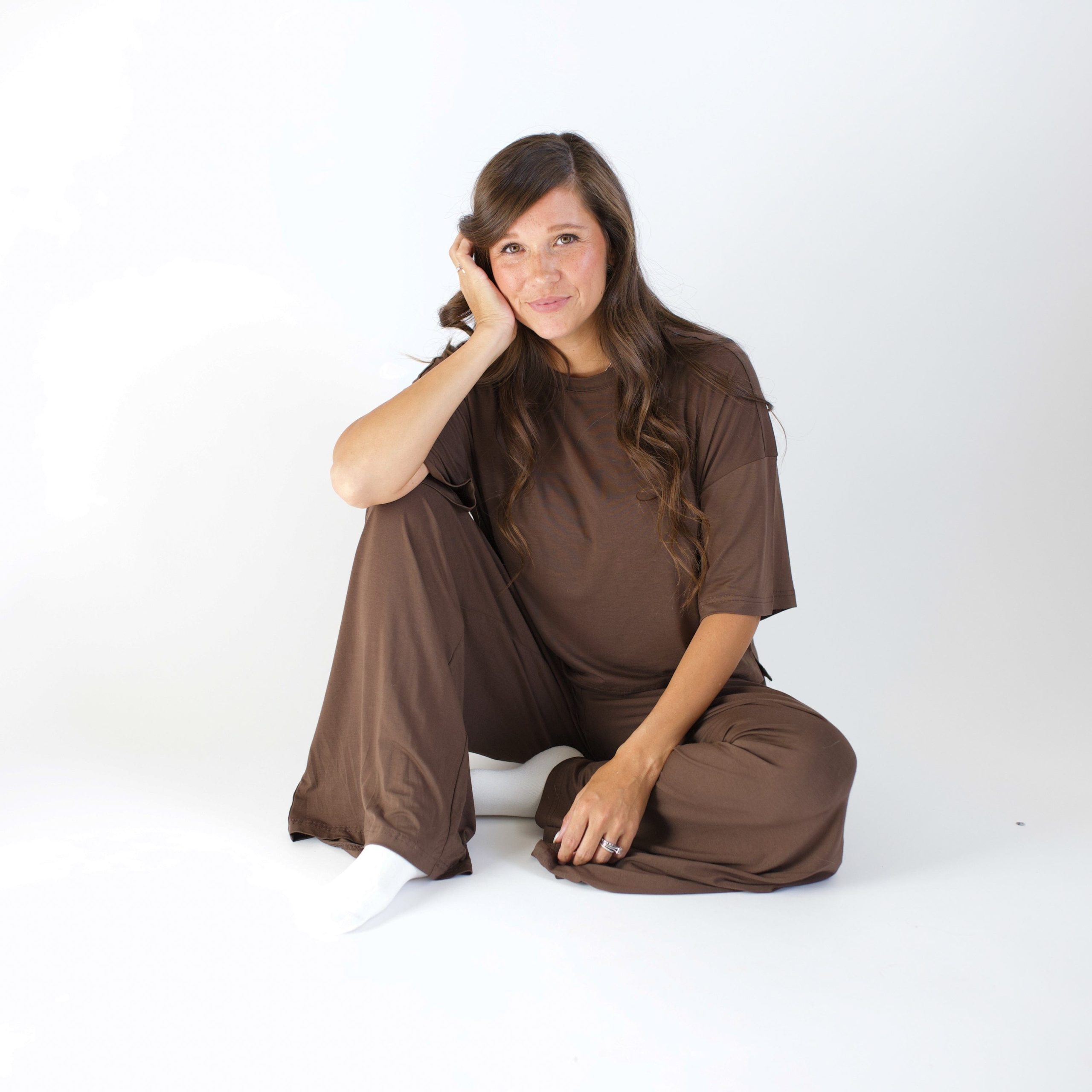 Women's Wide Leg Pant Set in Espresso - Image 4