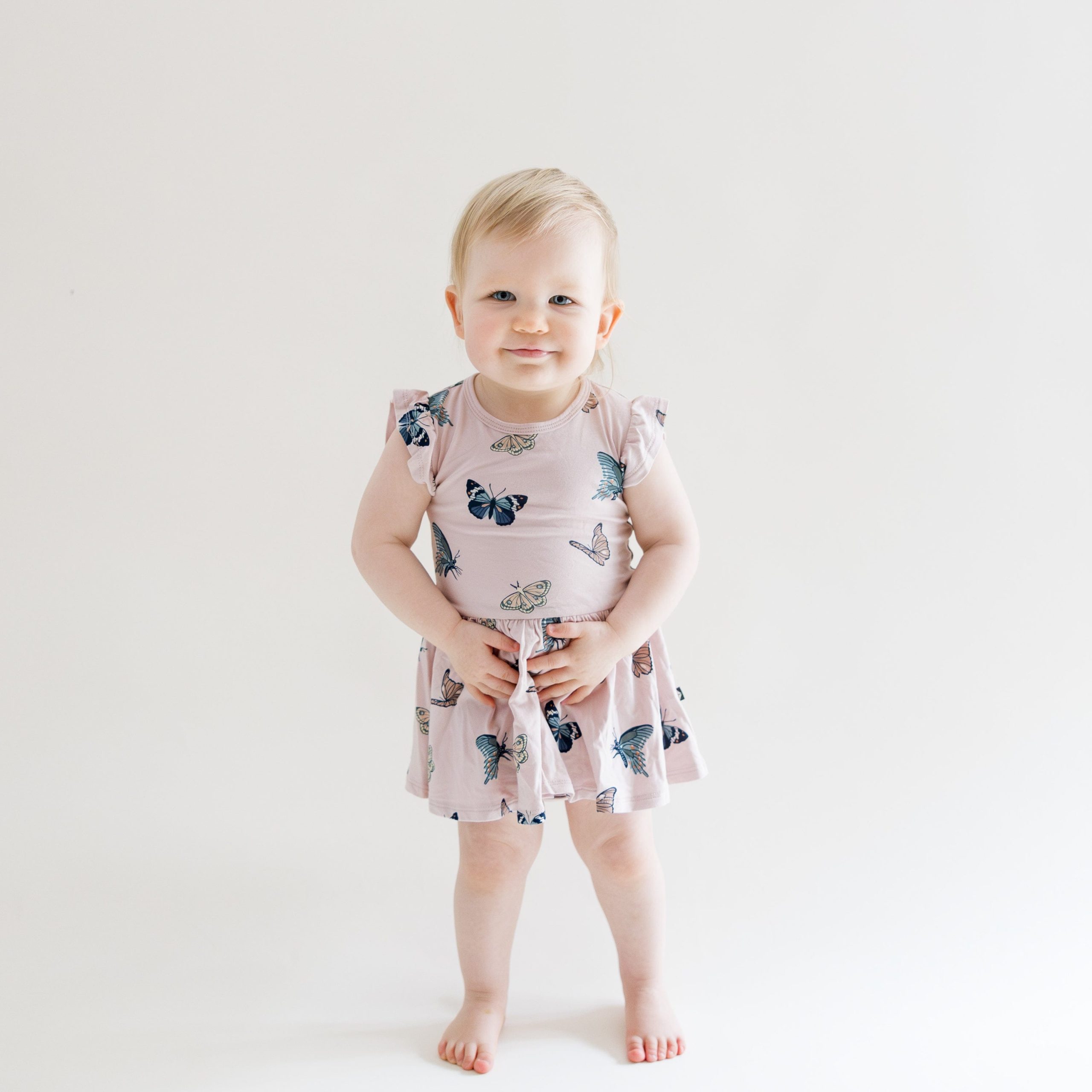 Twirl Bodysuit Dress in Blush Butterfly