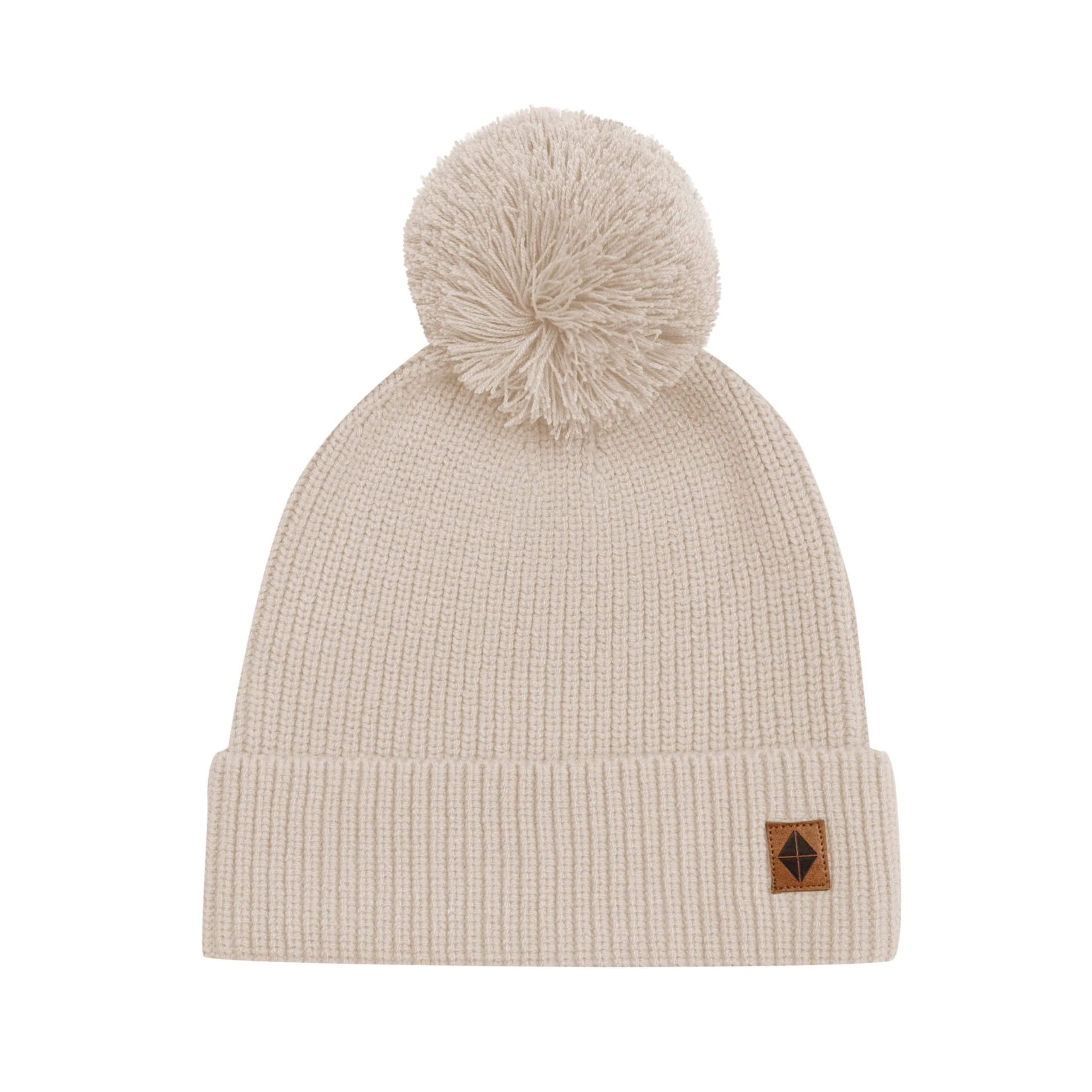 Chunky Knit Adult Pom Beanie in Almond - Image 2