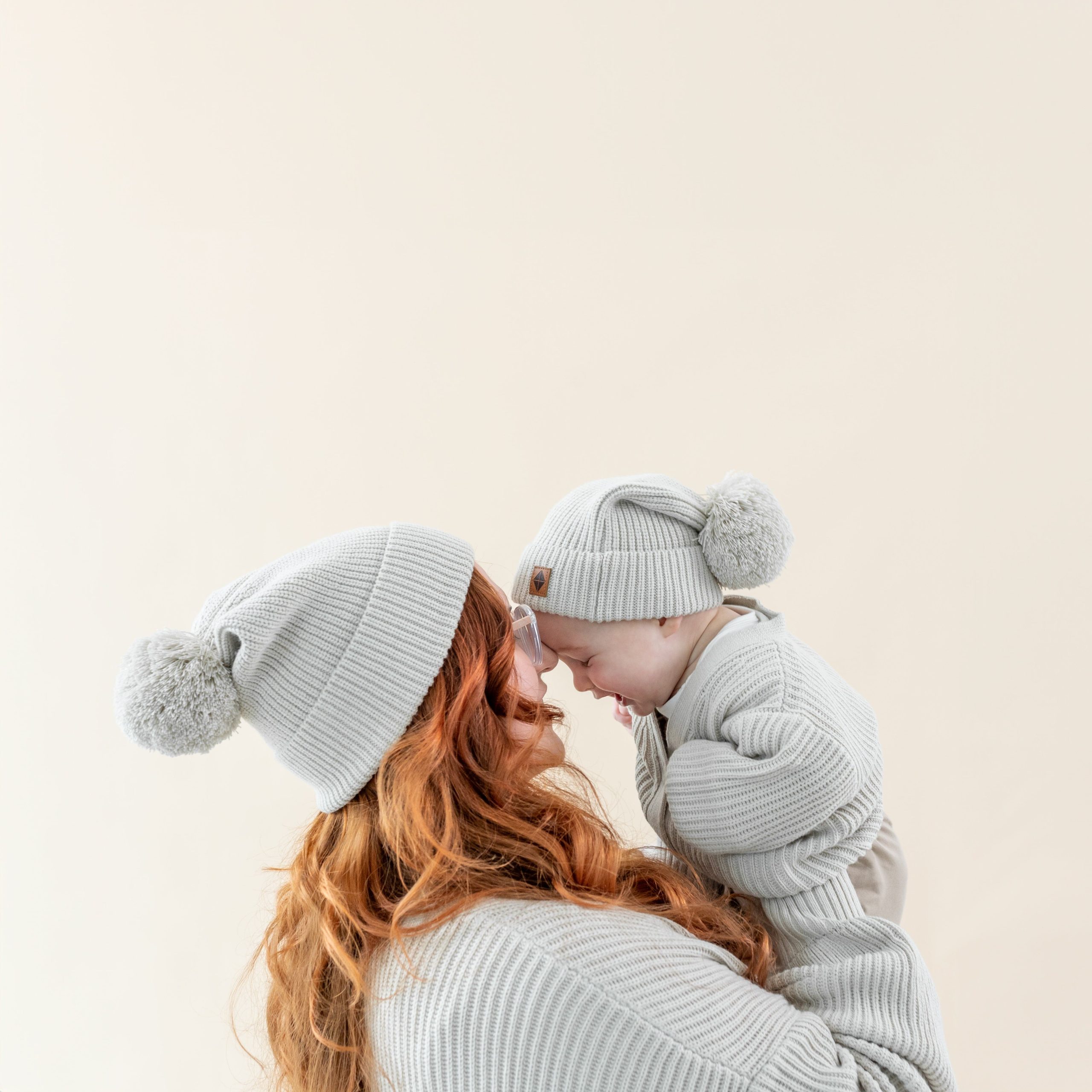 Chunky Knit Adult Pom Beanie in Oat - Image 4