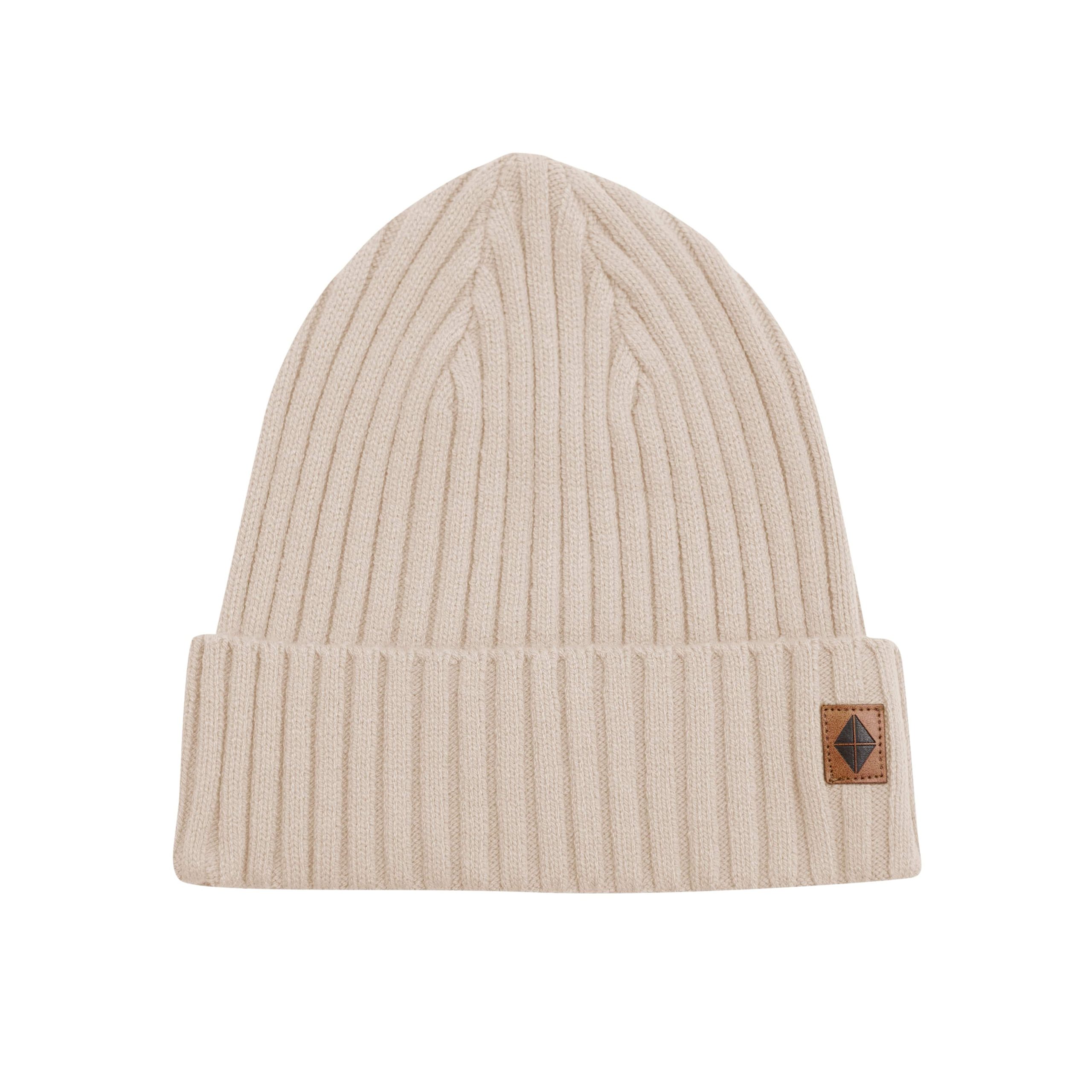 Chunky Knit Adult Ribbed Beanie in Almond - Image 2