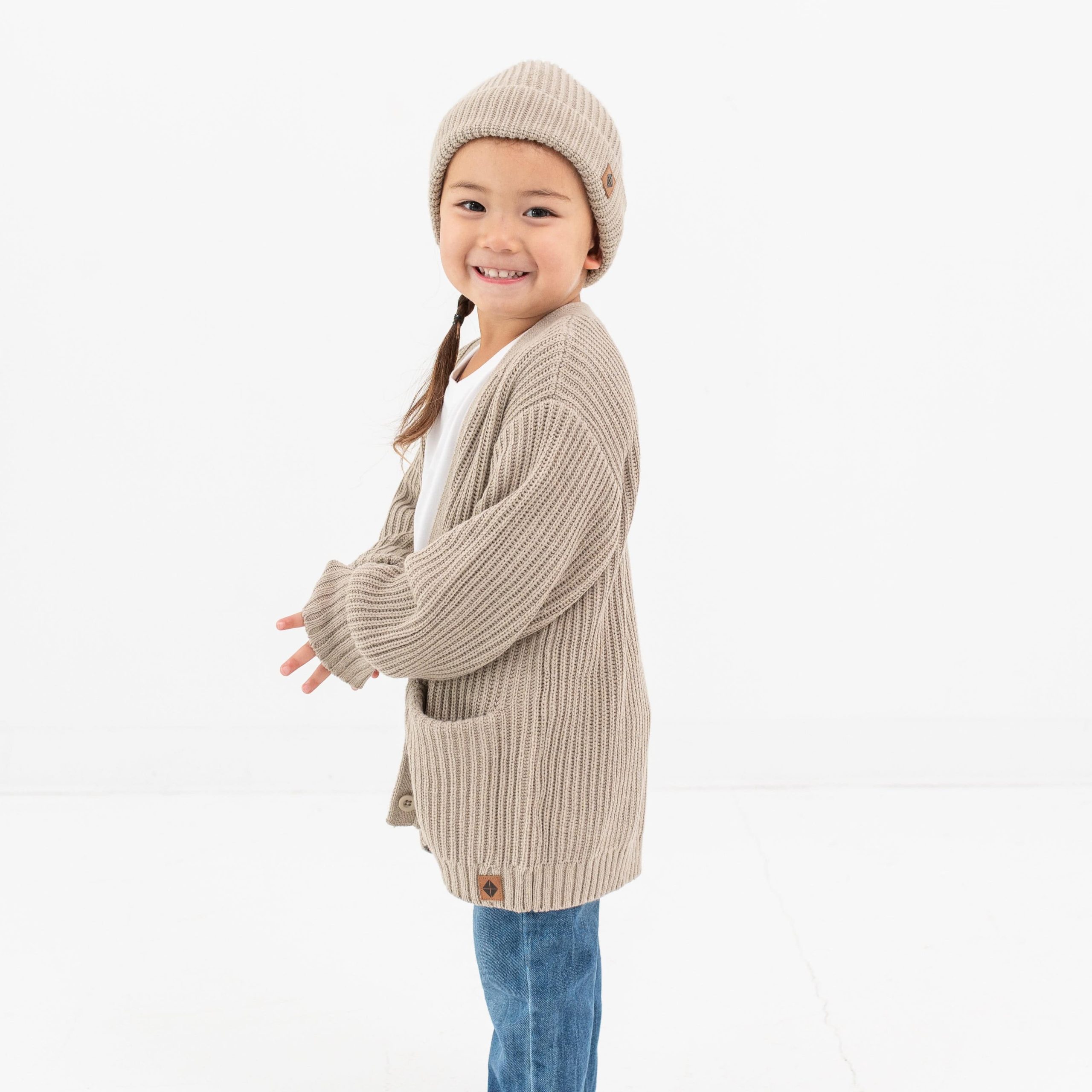 Chunky Knit Oversized Cardigan in Almond - Image 3
