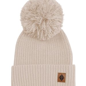 Chunky Knit Pom Beanie in Almond