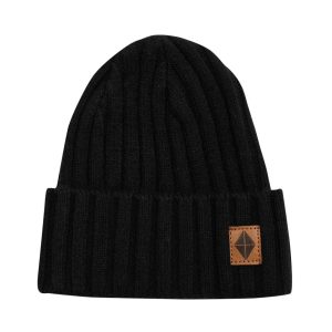Chunky Knit Ribbed Beanie in Midnight