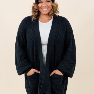 Chunky Knit Women's Oversized Cardigan in Midnight