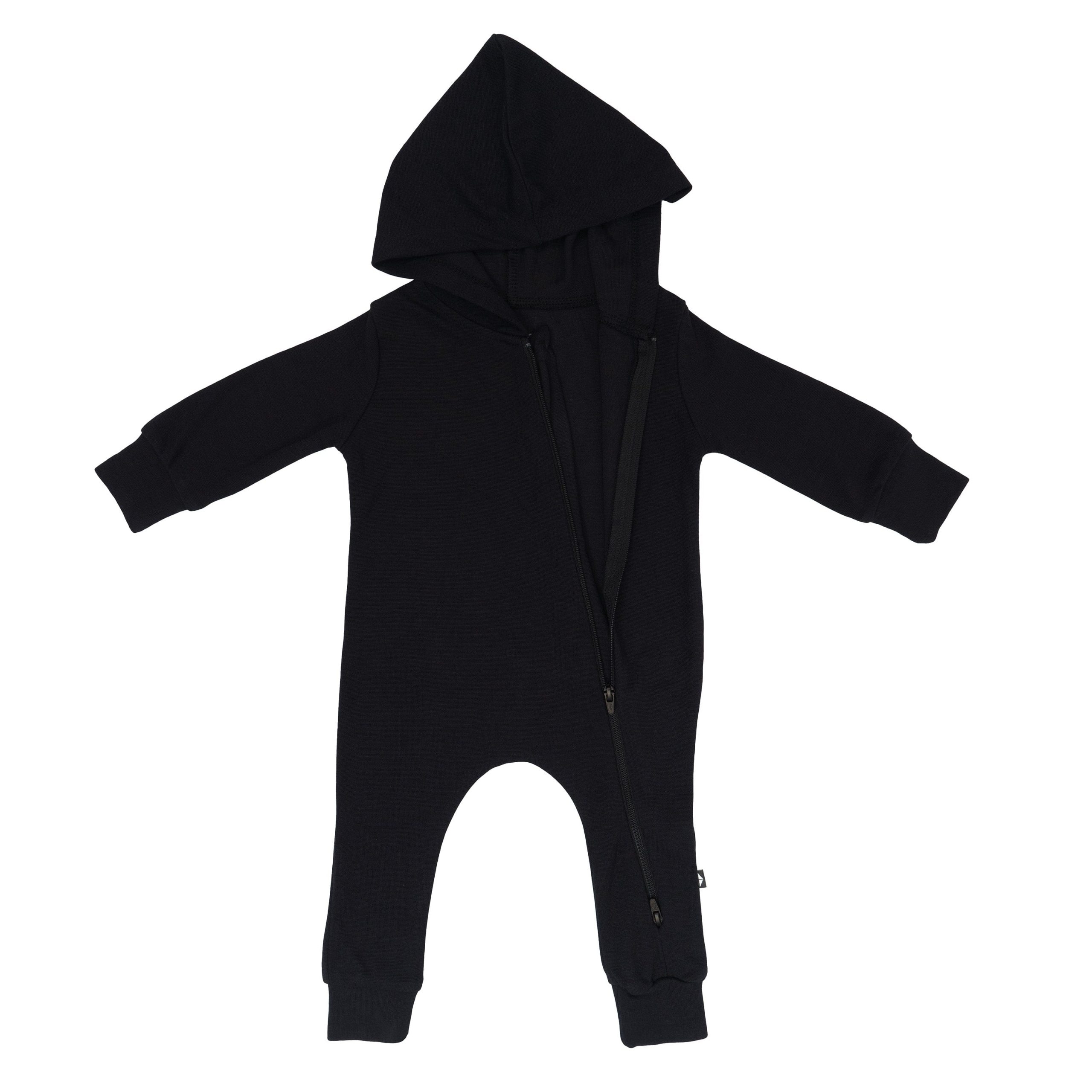 Bamboo Jersey Hooded Zippered Romper in Midnight - Image 2