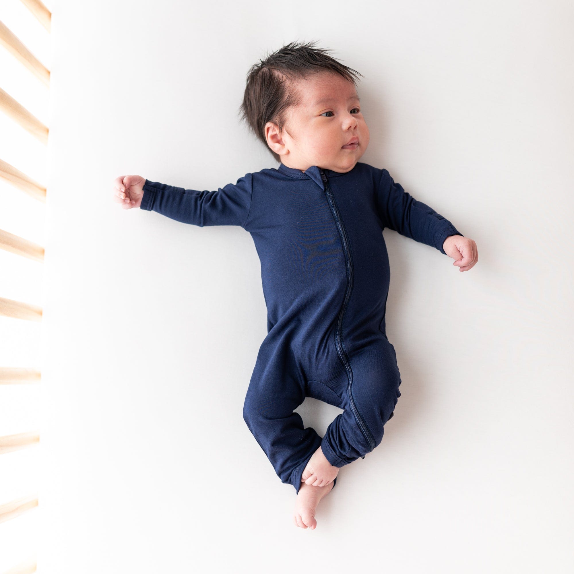 Zippered Romper in Navy - Image 3