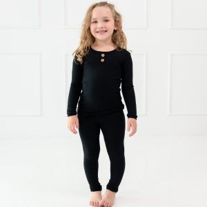 Ribbed Henley Set in Midnight