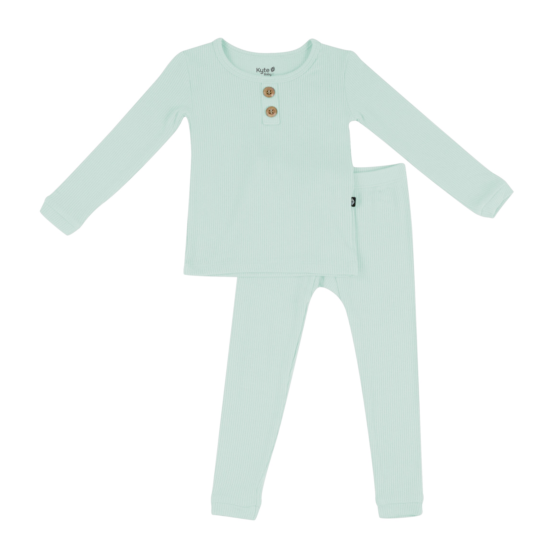 Ribbed Henley Set in Sage - Image 2